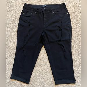 Eighty-eight Premium Cropped Jeans, Classic 5 Pocket Styling, Color: Black, 14